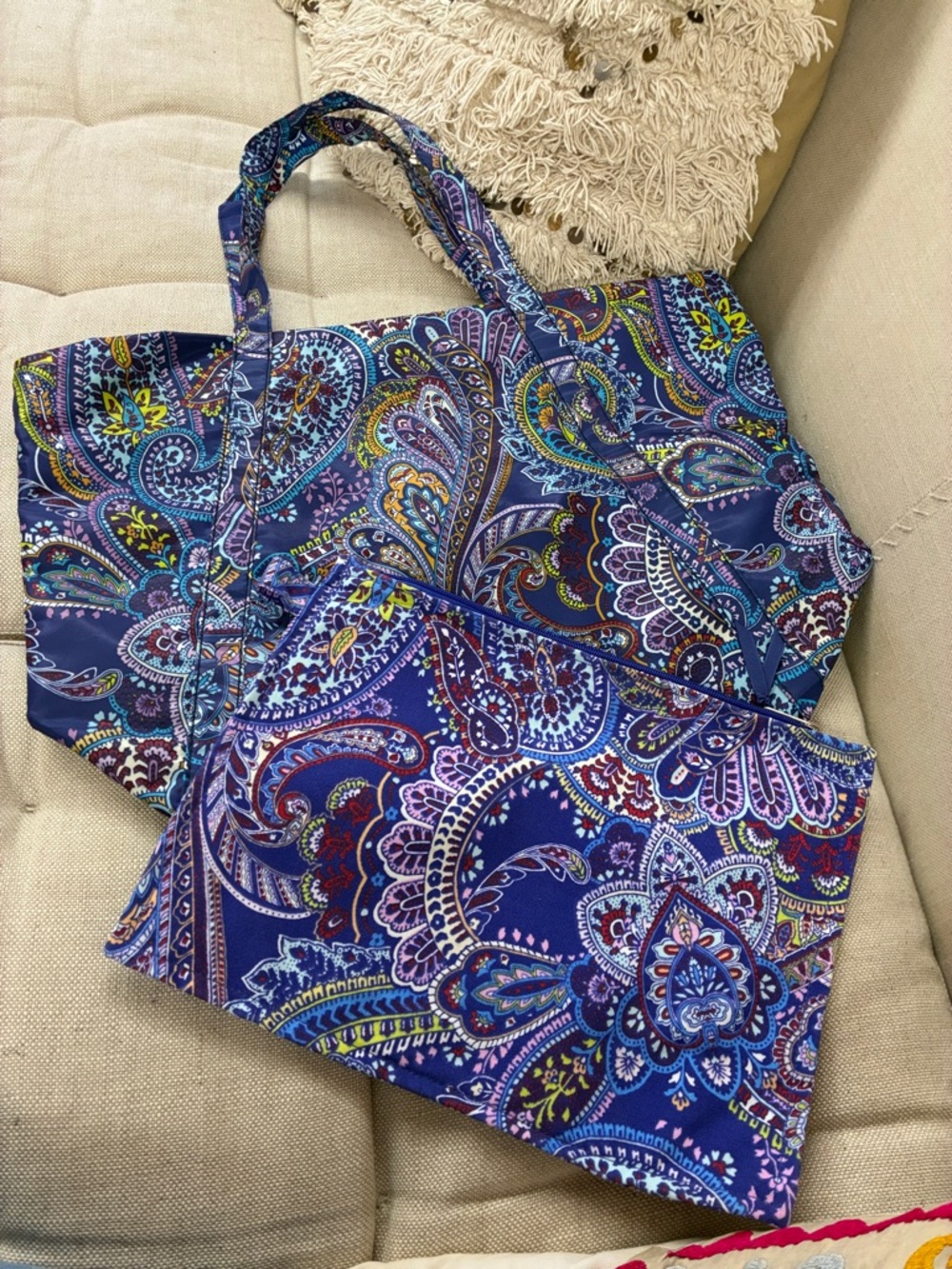 Purple Paisley Tote and Zip Pouch